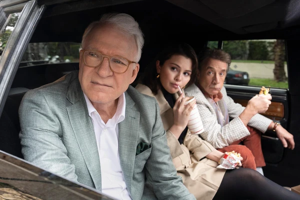 The three main characters sit in a car, each with distinct expressions in "Only Murders in the Building".
